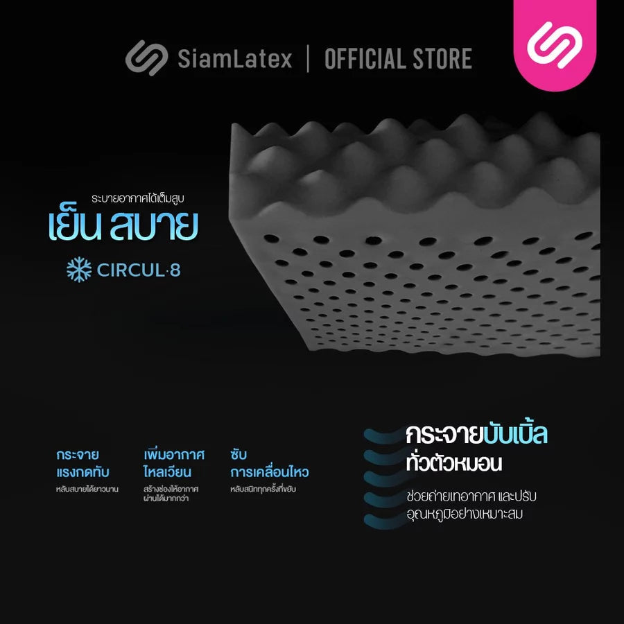 หมอนยางพารา รุ่น Double Slopes Charcoal